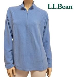 L.L. Bean Fleece ¼ zip popover Sweater Jacket Pullover Coat Sky Blue